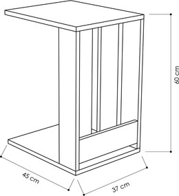 Τραπεζάκι βοηθητικό Edi Megapap χρώμα sapphire oak 37x45x60εκ.