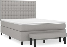 vidaXL Κρεβάτι Boxspring με Στρώμα Ανοιχτό Γκρι 140x200 εκ. Υφασμάτινο