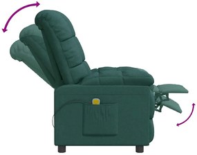 vidaXL Πολυθρόνα Μασάζ Σκούρο Πράσινο Υφασμάτινη