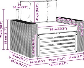 vidaXL Μεσαίος καναπές εξωτερικού χώρου Φυσικό