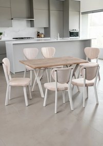 Σετ Τραπεζαρίας 6 Ατόμων Δρυς Κρεμ 120x80x75 cm