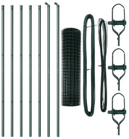 vidaXL Euro Fence με 7 Στήλες 1.4x10 μ Γαλβανισμένος Χάλυβας Πράσινος