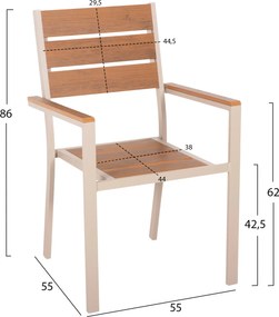 ΠΟΛΥΘΡΟΝΑ ΑΛΟΥΜΙΝΙΟΥ SAGA HM5981.04 ΣΑΜΠΑΝΙ-POLYWOOD ΣΕ ΦΥΣΙΚΟ 55x55x86Υεκ.