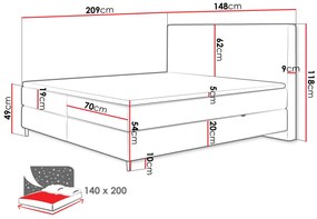 Επενδυμένο κρεβάτι Laro-Gkri-140 x 200