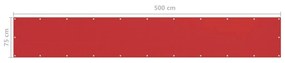 Διαχωριστικό Βεράντας Κόκκινο 75 x 500 εκ. από HDPE - Κόκκινο
