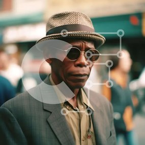 Intra Συλλεκτικό Ξύλινο Παζλ Plywood  4mm - Πορτρέτο ενός ηλικιωμένου στην οδό της πόλης Σε Ξύλινο Κουτί - Διαστάσεις Puzzle: 10x10 cm – 25 κομμάτια