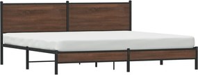 vidaXL Σκελετός Κρεβ. Χωρίς Στρώμα Καφέ Δρυς 193x203 εκ. Μεταλλικό
