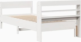 vidaXL Σκελετός Κρεβ. Χωρίς Στρώμα Λευκό 75x190 εκ Μασίφ Πεύκο