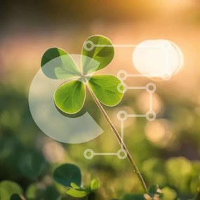 Intra Συλλεκτικό Ξύλινο Παζλ Plywood  4mm - Τυχερό τετράφυλλο τριφύλλι σε ζωντανό χωράφι Σε Ξύλινο Κουτί - Διαστάσεις: 10x10 cm – 25 κομμάτια