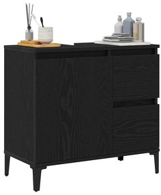 vidaXL Ντουλάπι Μπάνιου Μαύρη δρυς 65 x 33 x 60 εκ Επεξεργασμένο ξύλο