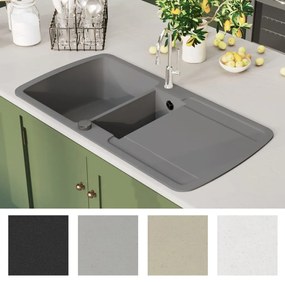 vidaXL Νεροχύτης με Διπλή Γούρνα Γκρι Γρανιτένιος