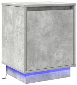 vidaXL Κομοδίνο με Φωτισμό LED Γκρι Σκυρόδεμα 39x34.5x50 cm