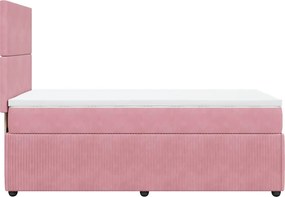 vidaXL Κρεβάτι Boxspring με Στρώμα Ροζ 90x190 εκ. Βελούδινο