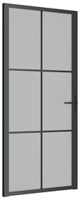 vidaXL Εσωτερική Πόρτα 93x201,5 εκ. Μαύρο Ματ Γυαλί και Αλουμίνιο