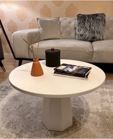 Stewehome Μεσαίο τραπεζάκι σαλονιού από MDF μοντέρνου στρογγυλού σχήματος Λευκό 100x50 cm
