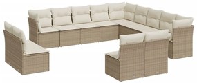 vidaXL Σετ Καναπέ Κήπου 13τεμ Μπεζ Συνθ. Ρατάν με Μαξιλάρια
