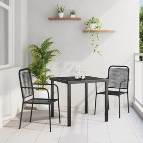 vidaXL Σετ Τραπεζαρίας Κήπου 3 τμχ Μαύρο Βαμβάκι και Χάλυβας