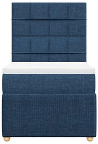 vidaXL Κρεβάτι Boxspring με Στρώμα Μπλε 90x190 εκ.Υφασμάτινο