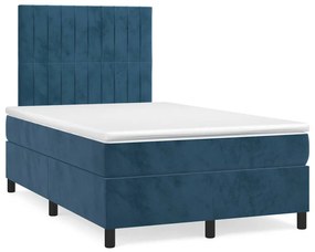 VidaXL Κρεβάτι Boxspring με Στρώμα & LED Σκ. Μπλε 120x190εκ. Βελούδινο