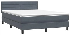 vidaXL Κρεβάτι Boxspring με Στρώμα Σκούρο Γκρι 140x210 εκ. Βελούδινο