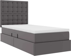 vidaXL Κρεβάτι Αποθήκης με κεφαλάρι Γκρι 100 x 200 cm Τεχνητό Δέρμα