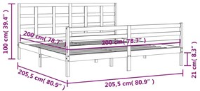 ΠΛΑΙΣΙΟ ΚΡΕΒΑΤΙΟΥ ΜΕ ΚΕΦΑΛΑΡΙ ΓΚΡΙ 200X200 ΕΚ. ΜΑΣΙΦ ΞΥΛΟ 3194008