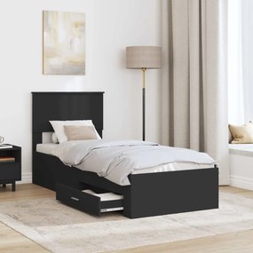 vidaXL Σκελετός Κρεβατιού Μαύρο 75 x 190 cm Επεξεργασμένο Ξύλο
