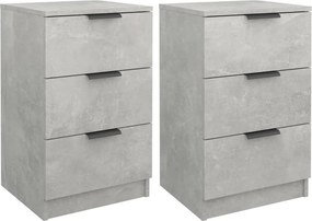 vidaXL Κομοδίνα 2 τεμ. Γκρι Σκυροδέματος 40x36x65 εκ.
