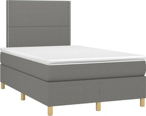 vidaXL Κρεβάτι Boxspring με Στρώμα Σκούρο Γκρι 120x200 εκ. Υφασμάτινο