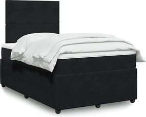 vidaXL Κρεβάτι Boxspring με Στρώμα Μαύρο 120 x 200 εκ. Βελούδινο