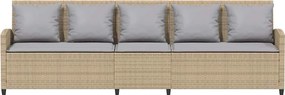 vidaXL Καναπές κήπου 5θέσιος με μαξιλάρια Μπεζ Poly Rattan