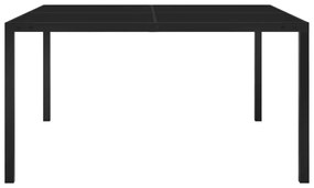 Τραπέζι Κήπου Μαύρο 130 x 130 x 72 εκ. από Ατσάλι και Γυαλί - Μαύρο