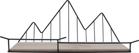 Μεταλλικό Ράφι Τοίχου με Ξύλινη Βάση 36x10x15cm