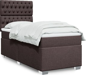 vidaXL Κρεβάτι Boxspring με Στρώμα Σκούρο Καφέ 80x200 εκ. Υφασμάτινο