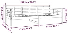 Καναπές Κρεβάτι Μαύρος 90 x 200 εκ. από Μασίφ Ξύλο Πεύκου - Μαύρο