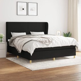 vidaXL Κρεβάτι Boxspring με Στρώμα Μαύρο 160x200 εκ. Υφασμάτινο