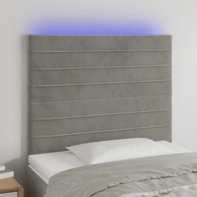 Κεφαλάρι Κρεβατιού LED Ανοιχτό Γκρι 100x5x118/128 εκ. Βελούδινο 3122606