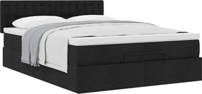 vidaXL Οθωμανικό κρεβάτι με στρώμα Μαύρο 140x190cm Ύφασμα