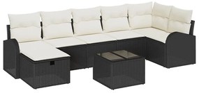 vidaXL Σετ Καναπέ Κήπου με μαξιλάρι 8 pcs Μαύρο Πολυ ράταν