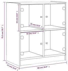 Βοηθητικό Ντουλάπι Sonoma Δρυς 68x37x75,5εκ. με Γυάλινες Πόρτες - Καφέ