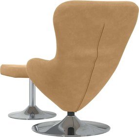 vidaXL Αυγό Καρέκλα με Σκαμνί Καφέ Βελούδο