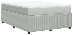 Κρεβάτι Boxspring με Στρώμα Ανοιχτό Γκρι 140x190 εκ. Βελούδινο - Γκρι