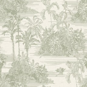 Ταπετσαρία Τοίχου Palm Island Πράσινο Κρεμ M37304 53 cm x 10.05 m