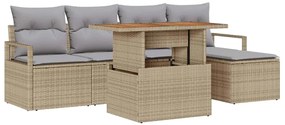 vidaXL Σέτ φαγητού για κήπο με μαξιλάρι 6 pcs Μπεζ, Γκρι