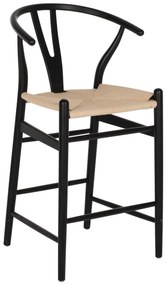 BAR STOOL BRAVE WITH WISHBONE BACK BEECH WOOD BLACK  48x53x100H cm.