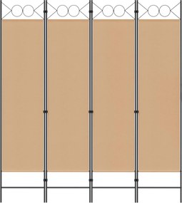 vidaXL 4-Πίνακας Διαχωριστικός Μπεζ 160 x 180 cm Ύφασμα