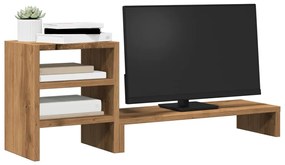 vidaXL Βάση Οθόνης με Organiser Γραφείου Καφέ Δρυς από Επεξ. Ξύλο