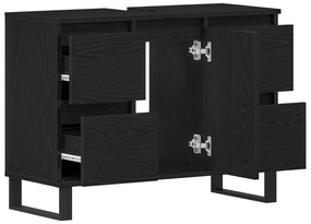 vidaXL Ντουλάπι για νιπτήρα Μαύρο Δρυς 80x33x60 εκ Επεξεργασμένο ξύλο
