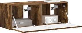 vidaXL Ντουλάπι Τηλεόρασης Τοίχου Επιτοίχιο 2 pcs Καπνιστό Δρύς
