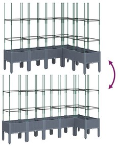 Ζαρντινιέρα Κήπου με Καφασωτό Γκρι 160x120x142,5 εκ. από PP - Γκρι